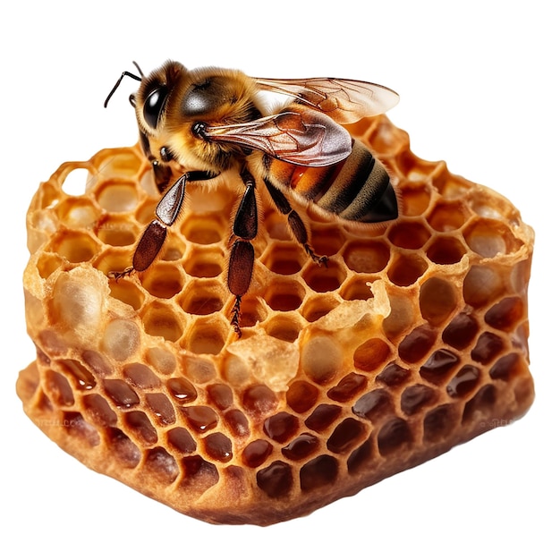 feixe de mel com abelhas isoladas num recorte de fundo transparente