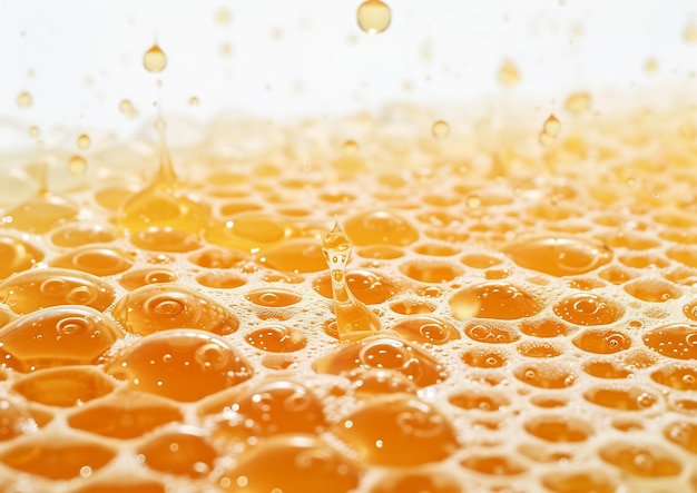 Feixe de mel com gota de mel em fundo branco IA generativa