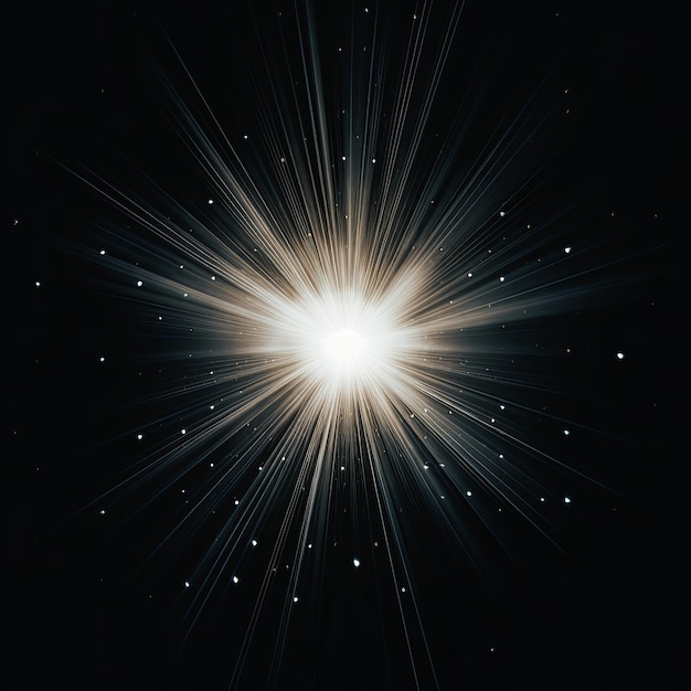 Foto feixes centrais de emissão de luz branca sobre um fundo preto