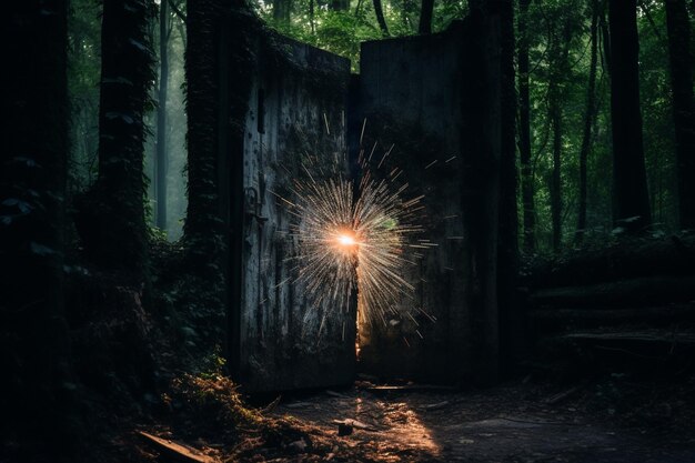 Foto feixes de luz rebentando através de um buraco da chave