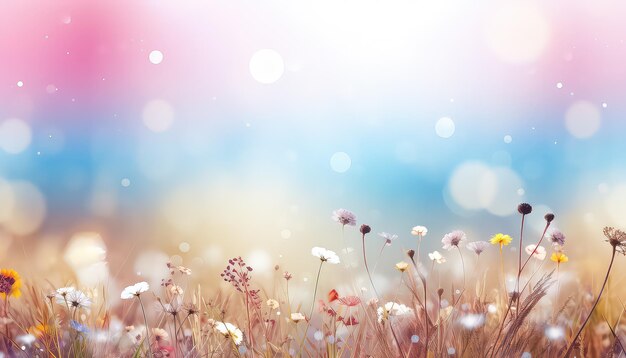 Foto feld der sommerblumen mit platz für text frühlingskonzept