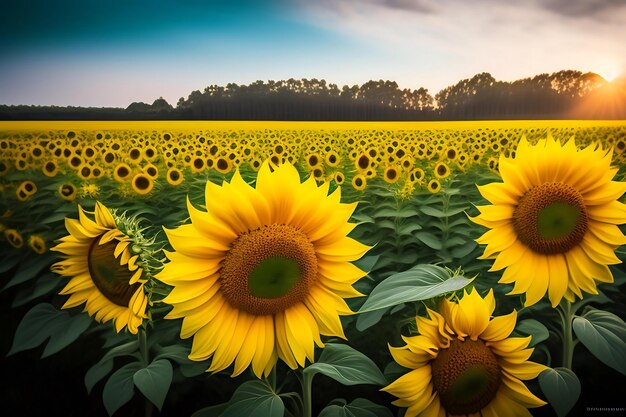 Feld mit gelben Sonnenblumen