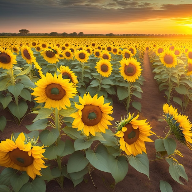 Feld mit gelben Sonnenblumen