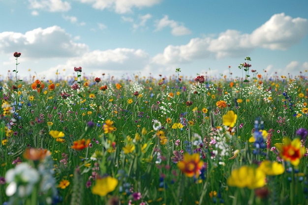 Felder mit blühenden Wildblumen