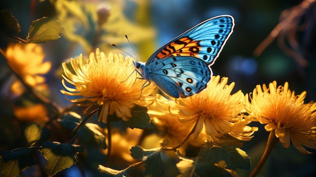 Felder mit Blumen und Schmetterlingen