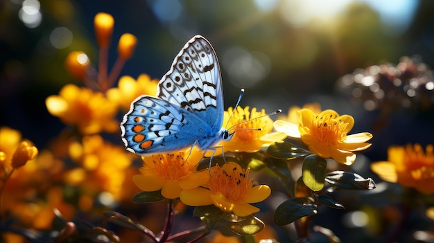 Felder mit Blumen und Schmetterlingen