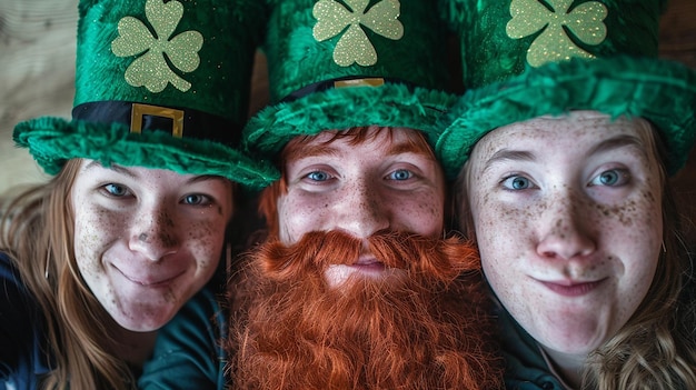 Felices amigos celebrando el día de San Patricio irlandés juntos con cerveza