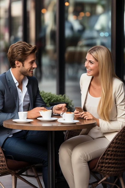 Felices colegas de negocios discutiendo sobre una tableta.