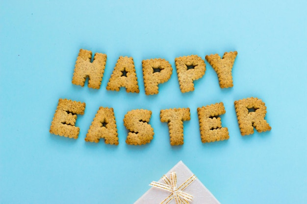 Felices Pascuas Saludo Fondo Laico Plano Galletas Caseras Letras