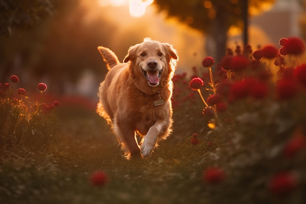 Felicidad desatada perro animado en el parque