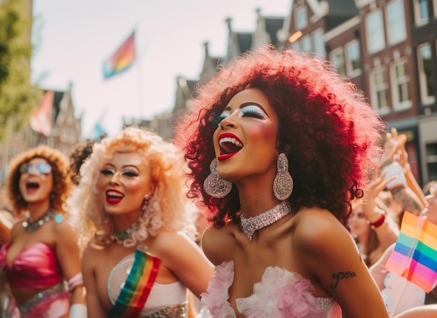 Felicidad en el Desfile del Orgullo LGBTQ en Ámsterdam Celebración del Orgullo Gay en Ámsterdam