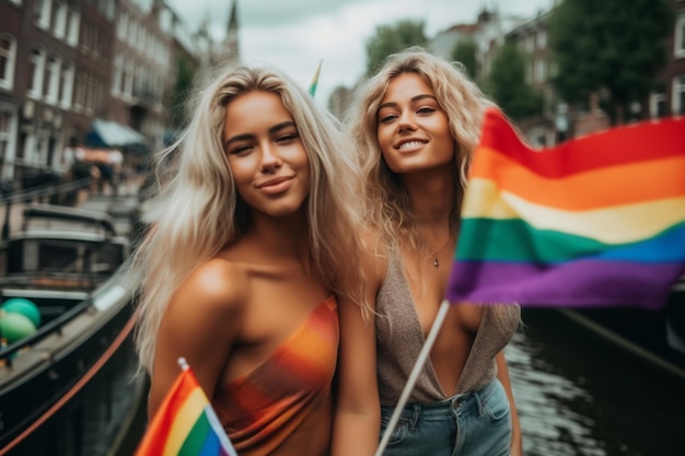 Felicidad en el Desfile del Orgullo LGBTQ en Ámsterdam Celebración del Orgullo Gay en Ámsterdam