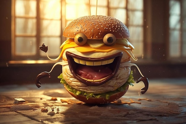 Foto la felicidad de la hamburguesa de queso