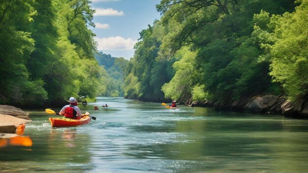 Foto la felicidad del kayak de verano