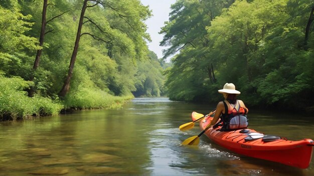 Foto la felicidad del kayak de verano