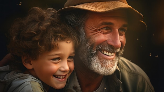 Felicidad de padre e hijo