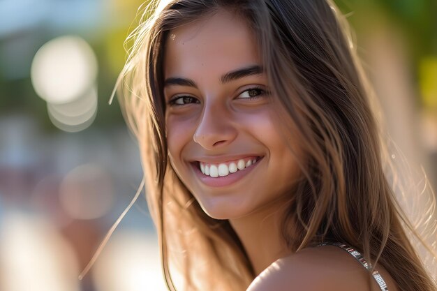 La felicidad radiante la sonrisa alegre