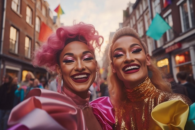 Felicidade na Parada do Orgulho LGBTQ em Amsterdã Celebração do Orgulho de Amsterdã