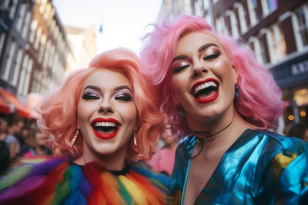 Felicidade na Parada do Orgulho LGBTQ em Amsterdã Celebração do Orgulho de Amsterdã