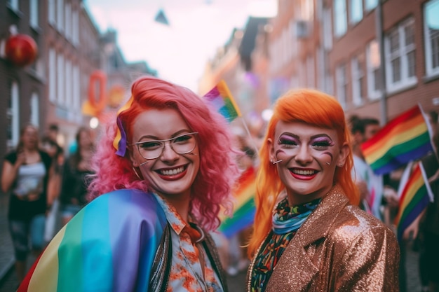 Felicidade na Parada do Orgulho LGBTQ em Amsterdã Celebração do Orgulho de Amsterdã