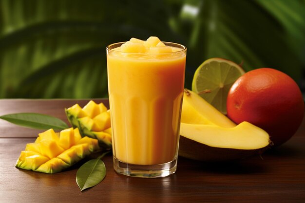 Felicidade tropical suco de manga fresco e smoothie de frutas