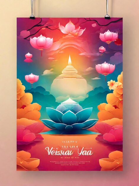 Felicitaciones para la celebración del Día de Vesak Vector Feliz día de Vesak Vertical Imagen de felicitaciones para el día de vesak