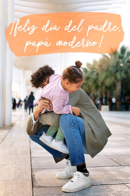 Felicitações de Dia do Pai em colagem espanhola