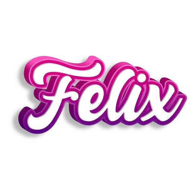 Félix tipografía diseño 3D amarillo rosa blanco fondo foto jpg