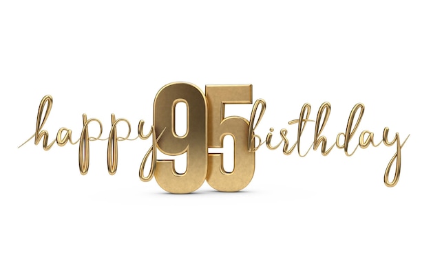 Feliz 95º aniversário saudação de ouro fundo renderização em 3D