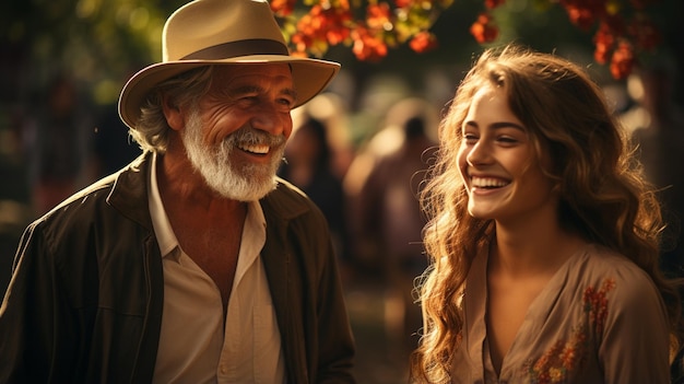 feliz abuelo y nieto con abuelo en otoño