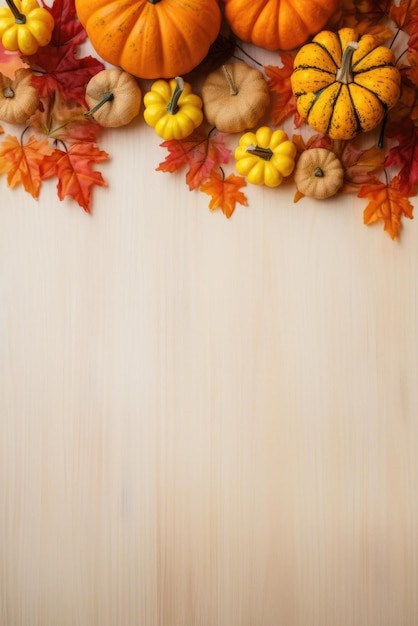 Foto feliz acción de gracias halloween calabazas hojas de otoño fondo