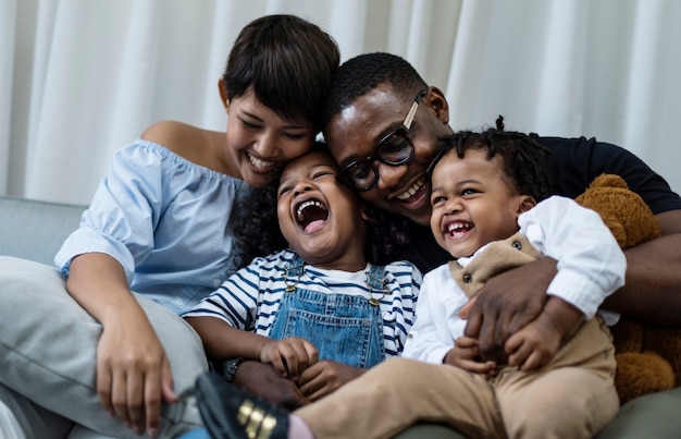 Foto feliz, africano, família