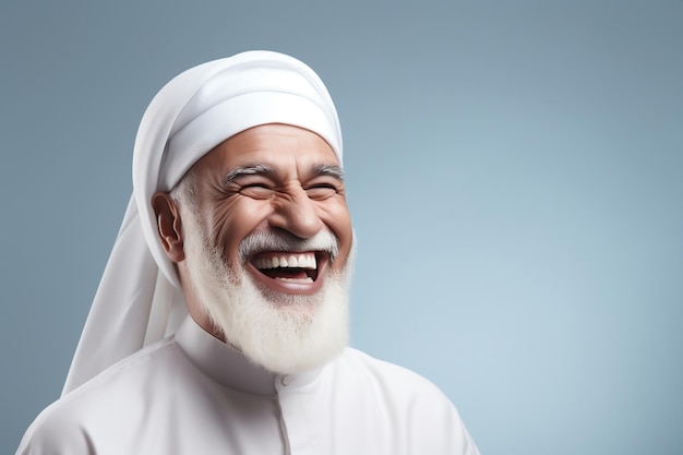 Feliz anciano caballero árabe IA generativa