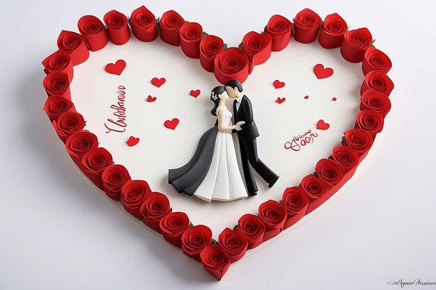 Feliz aniversário de casamento em forma de coração