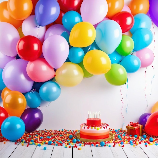 Feliz aniversário elementos decorativos festivos balão arco de casamento