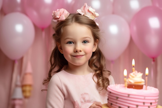 Feliz aniversário jovem menina segurando um presente