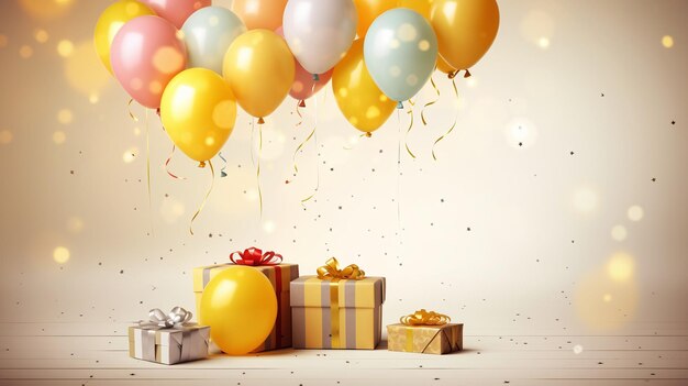 Feliz aniversário Um espaço livre para texto celebrações de aniversário evento estilo pastel balões coloridos