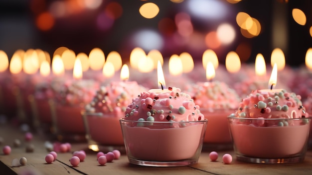 Feliz aniversário velas em tema rosa pastel