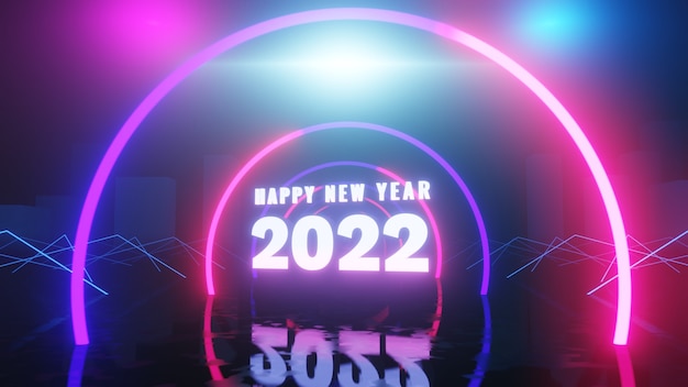Feliz ano novo 2022 com fundo futurista
