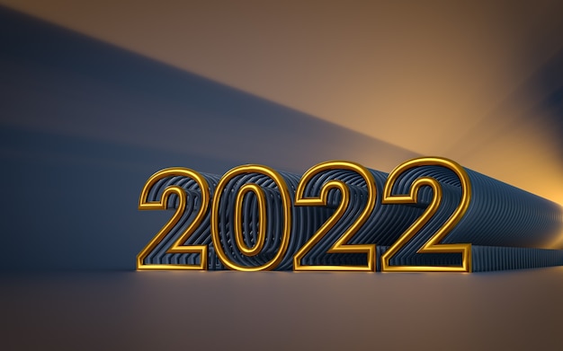 feliz ano novo 2022 papel de parede premium fundo de renderização em 3d para banner social e cartaz