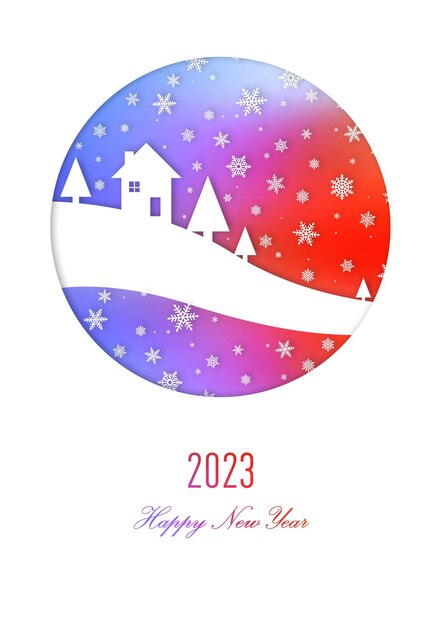 Feliz ano novo 2023 cartão vintage arco-íris
