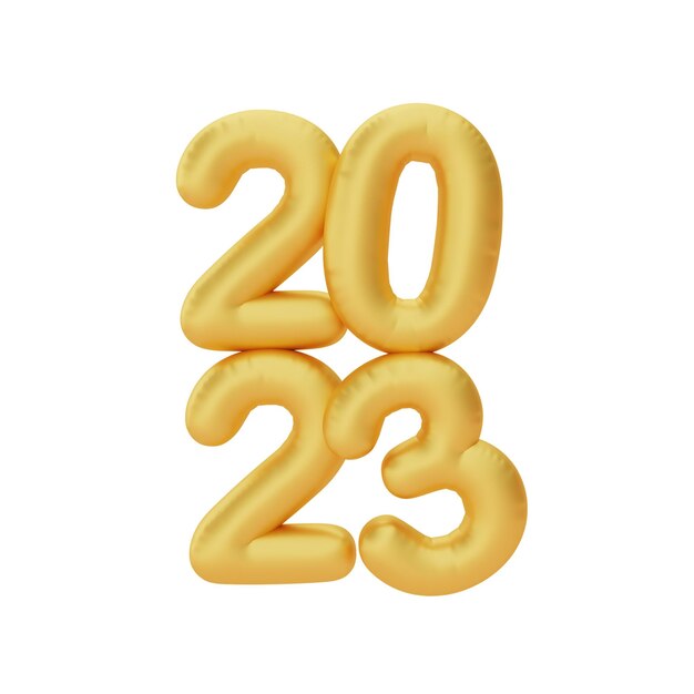 Feliz Ano Novo 2023 Decoração isolada de número dourado para o ano novo chinês Festivais chineses Renderização em 3d do elemento CYN