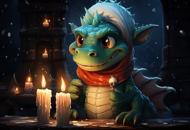 Feliz Ano Novo 2024 cartão de ano novo de signo de dragão