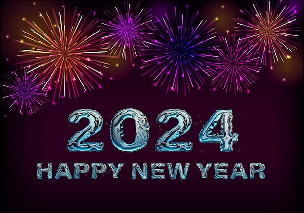 Feliz ano novo 2024 com luzes caindo douradas ano novo 2024 fundo de textura preta