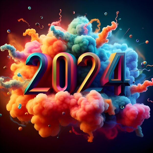 Feliz Ano Novo 2024 Fundo abstrato com fogos de artifício Ilustração vetorial