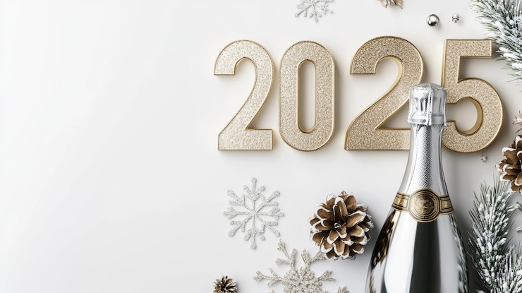 Foto feliz ano novo 2025 números dourados em fundo de celebração iluminação de luxo