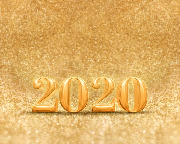 Feliz ano novo ano de 2020 em glitter dourado cintilante