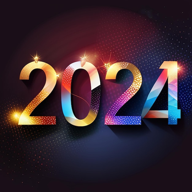 Feliz ano novo celebração 2024 sparkles banner cartão brilhante brilhante