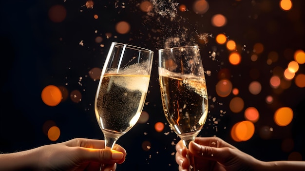 Feliz Ano Novo Celebração da véspera do Ano Novo 39 Um brinde com vinho espumante ou copos de champanhe