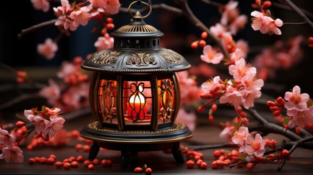 Feliz Ano Novo Chinês Flores de Sakura Tradicional Feliz Natal e Feliz Ano Novo